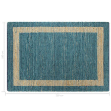 Afbeelding in Gallery-weergave laden, Vloerkleed handgemaakt 160x230 cm jute blauw
