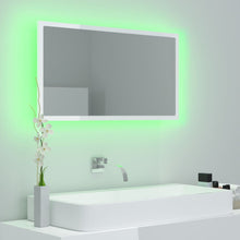 Afbeelding in Gallery-weergave laden, Badkamerspiegel LED 80x8,5x37 cm spaanplaat hoogglans wit

