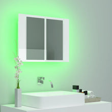 Afbeelding in Gallery-weergave laden, Badkamerkast met spiegel en LED 60x12x45 cm hoogglans wit
