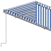 Afbeelding in Gallery-weergave laden, Luifel automatisch uittrekbaar met rolgordijn 3x2,5 m blauw wit
