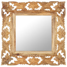 Afbeelding in Gallery-weergave laden, Spiegel handgesneden 50x50 cm massief mangohout bruin

