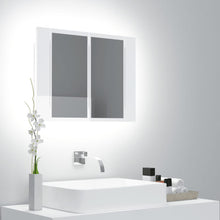 Afbeelding in Gallery-weergave laden, Badkamerkast met spiegel en LED 60x12x45 cm hoogglans wit
