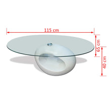 Afbeelding in Gallery-weergave laden, Salontafel met ovaal glazen tafelblad hoogglans wit
