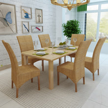 Afbeelding in Gallery-weergave laden, Eetkamerstoelen 6 st natuurlijk rattan bruin
