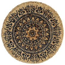Afbeelding in Gallery-weergave laden, Placemats 4 st rond 38 cm jute donkerblauw
