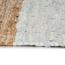 Afbeelding in Gallery-weergave laden, Vloerkleed chindi handgeweven 190x280 cm leer lichtgrijs en tan
