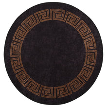 Afbeelding in Gallery-weergave laden, Vloerkleed wasbaar anti-slip ø120 cm zwart en goudkleurig
