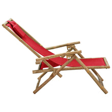 Afbeelding in Gallery-weergave laden, Relaxstoel verstelbaar bamboe en stof rood
