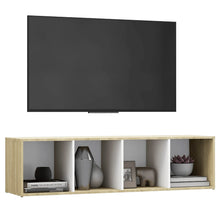 Afbeelding in Gallery-weergave laden, Tv-meubel 142,5x35x36,5 cm spaanplaat wit sonoma eikenkleurig
