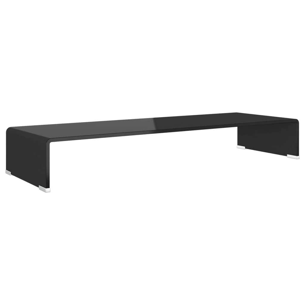 Tv-meubel/monitorverhoger zwart 90x30x13 cm glas
