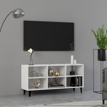 Afbeelding in Gallery-weergave laden, Tv-meubel met metalen poten 103,5x30x50 cm hoogglans wit
