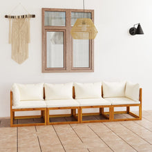 Afbeelding in Gallery-weergave laden, Tuinbank 4-zits met kussens massief acaciahout crème
