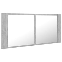 Afbeelding in Gallery-weergave laden, Badkamerkast met spiegel en LED 100x12x45 cm betongrijs
