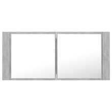 Afbeelding in Gallery-weergave laden, Badkamerkast met spiegel en LED 100x12x45 cm betongrijs
