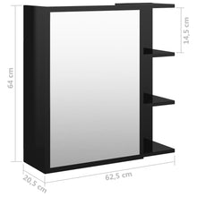 Afbeelding in Gallery-weergave laden, Badkamerspiegelkast 62,5x20,5x64 cm spaanplaat hoogglans zwart
