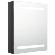 Afbeelding in Gallery-weergave laden, Badkamerkast met spiegel en LED 50x14x60 cm glanzend zwart
