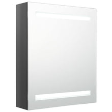 Afbeelding in Gallery-weergave laden, Badkamerkast met spiegel en LED 50x14x60 cm glanzend grijs
