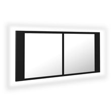 Afbeelding in Gallery-weergave laden, Badkamerkast met spiegel en LED 100x12x45 cm zwart

