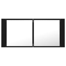 Afbeelding in Gallery-weergave laden, Badkamerkast met spiegel en LED 100x12x45 cm zwart
