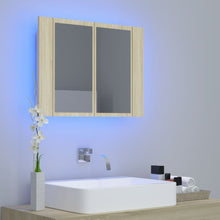 Afbeelding in Gallery-weergave laden, Badkamerkast met spiegel en LED 60x12x45 cm sonoma eikenkleurig
