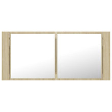 Afbeelding in Gallery-weergave laden, Badkamerkast met spiegel en LED 100x12x45 cm sonoma eikenkleur
