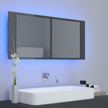 Afbeelding in Gallery-weergave laden, Badkamerkast met spiegel en LED 100x12x45 cm hoogglans grijs
