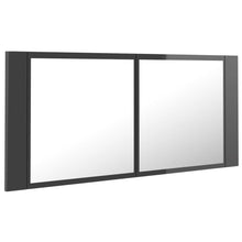 Afbeelding in Gallery-weergave laden, Badkamerkast met spiegel en LED 100x12x45 cm hoogglans grijs
