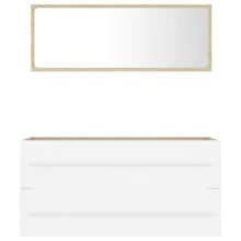 Afbeelding in Gallery-weergave laden, 2-delige Badkamermeubelset spaanplaat wit en sonoma eikenkleur
