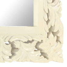 Afbeelding in Gallery-weergave laden, Spiegel handgesneden 50x50 cm massief mangohout wit
