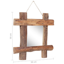 Afbeelding in Gallery-weergave laden, Spiegel houtblokken 50x50 cm massief gerecycled hout naturel
