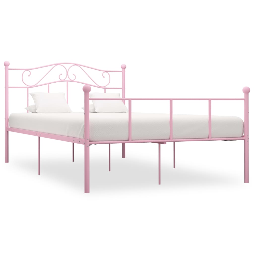 Bedframe metaal roze 140x200 cm