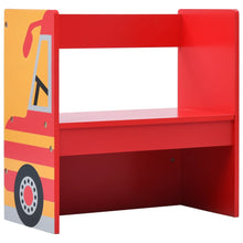 Afbeelding in Gallery-weergave laden, 3-delige Kinderstoelen- en tafelset brandweerwagenontwerp hout
