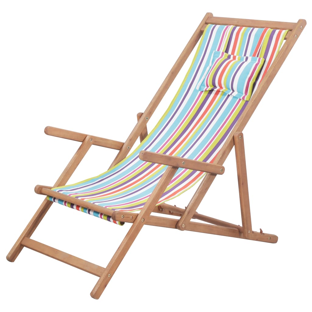 Afrekenen Vol audit Strandstoel inklapbaar stof en houten frame meerkleurig – Oletti