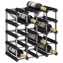 Afbeelding in Gallery-weergave laden, Wijnrek voor 20 flessen massief grenenhout zwart
