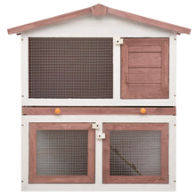Afbeelding in Gallery-weergave laden, Konijnenhok voor buiten met 3 deuren hout bruin
