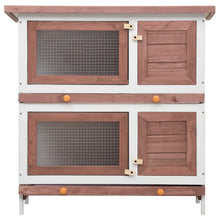 Afbeelding in Gallery-weergave laden, Konijnenhok voor buiten met 4 deuren hout bruin
