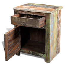 Afbeelding in Gallery-weergave laden, Bijzettafel met 1 lade en 1 deurtje gerecycled hout
