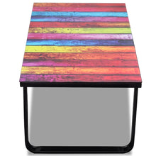 Afbeelding in Gallery-weergave laden, Salontafel met regenboog-print glazen tafelblad
