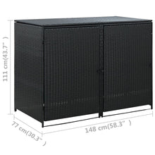 Afbeelding in Gallery-weergave laden, Containerberging dubbel 148x80x111 cm poly rattan zwart
