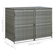 Afbeelding in Gallery-weergave laden, Containerberging dubbel 148x77x111 cm poly rattan antraciet
