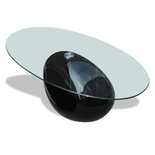 Afbeelding in Gallery-weergave laden, Salontafel met ovale glazen tafelblad hoogglans zwart
