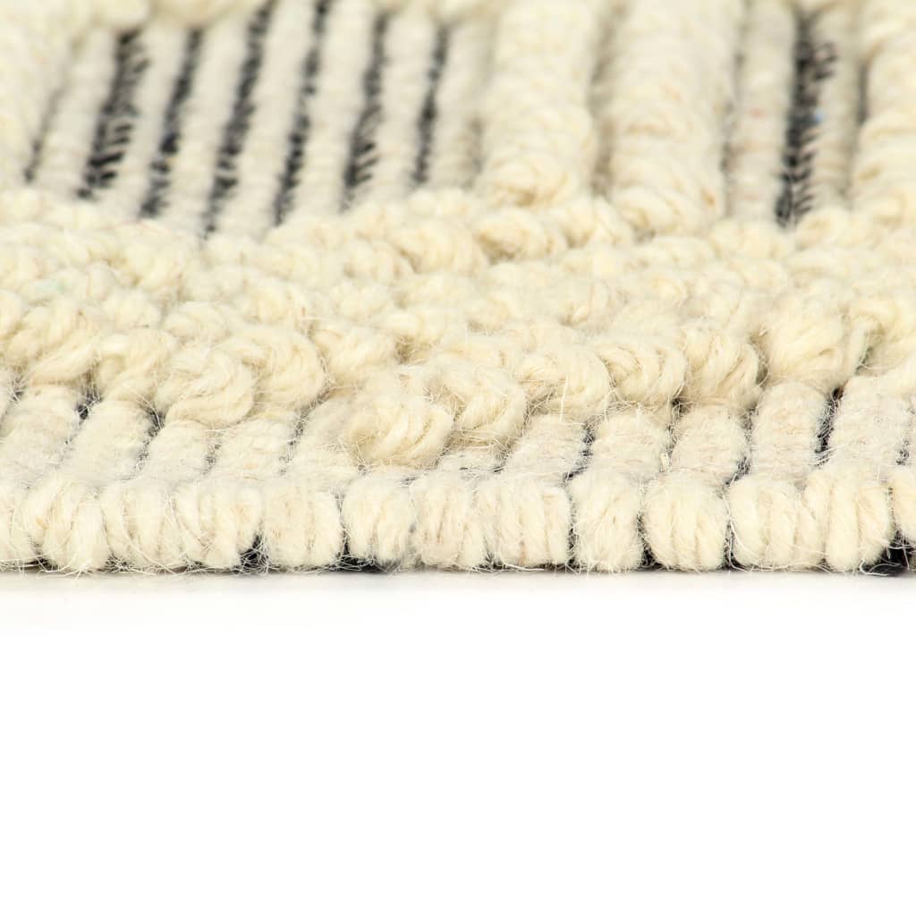 Vloerkleed handgeweven 80x150 cm wol wit en zwart