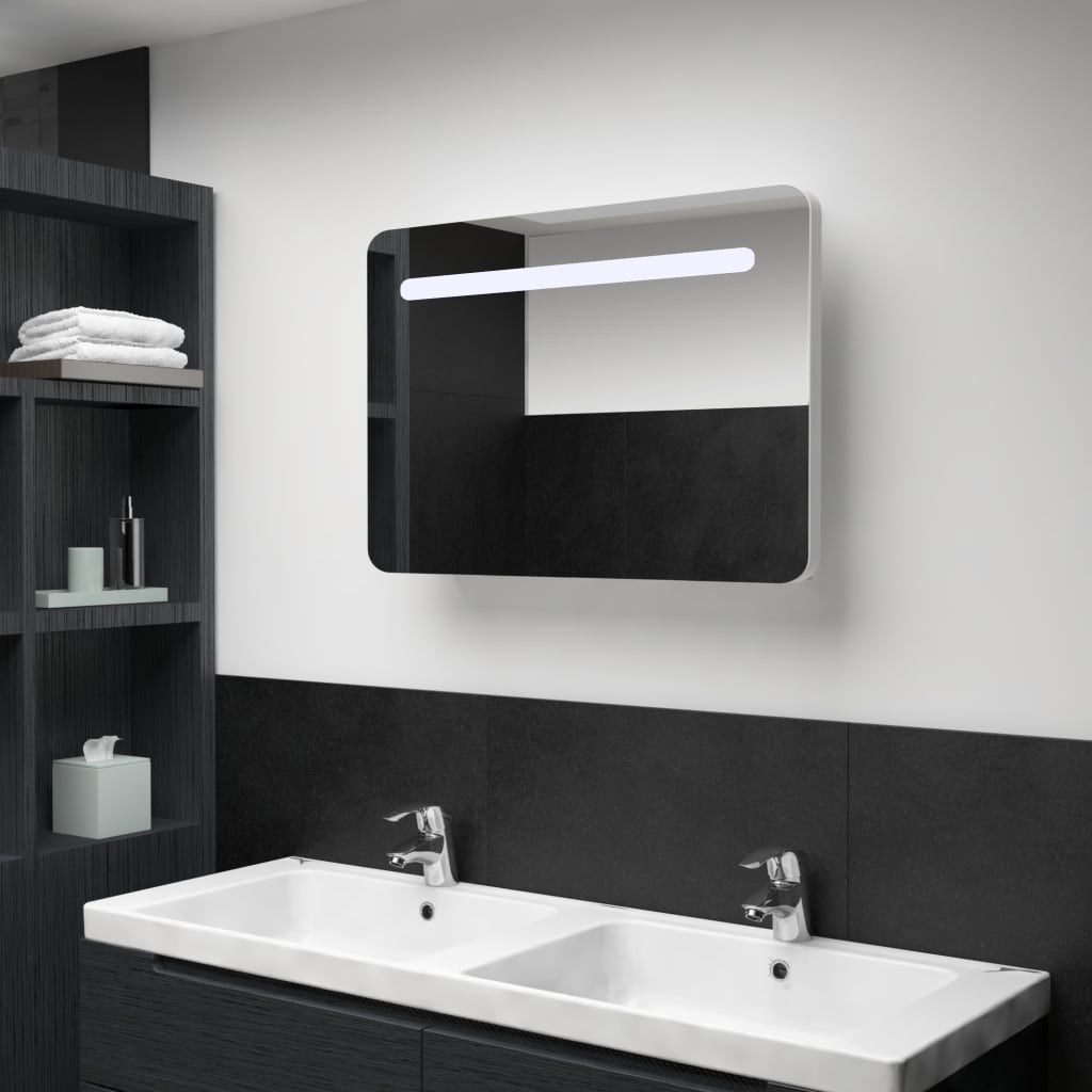 Badkamerkast met spiegel en LED 80x9,5x55 cm