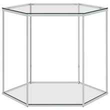 Afbeelding in Gallery-weergave laden, Salontafel 60x53x50 cm roestvrij staal en glas zilverkleurig
