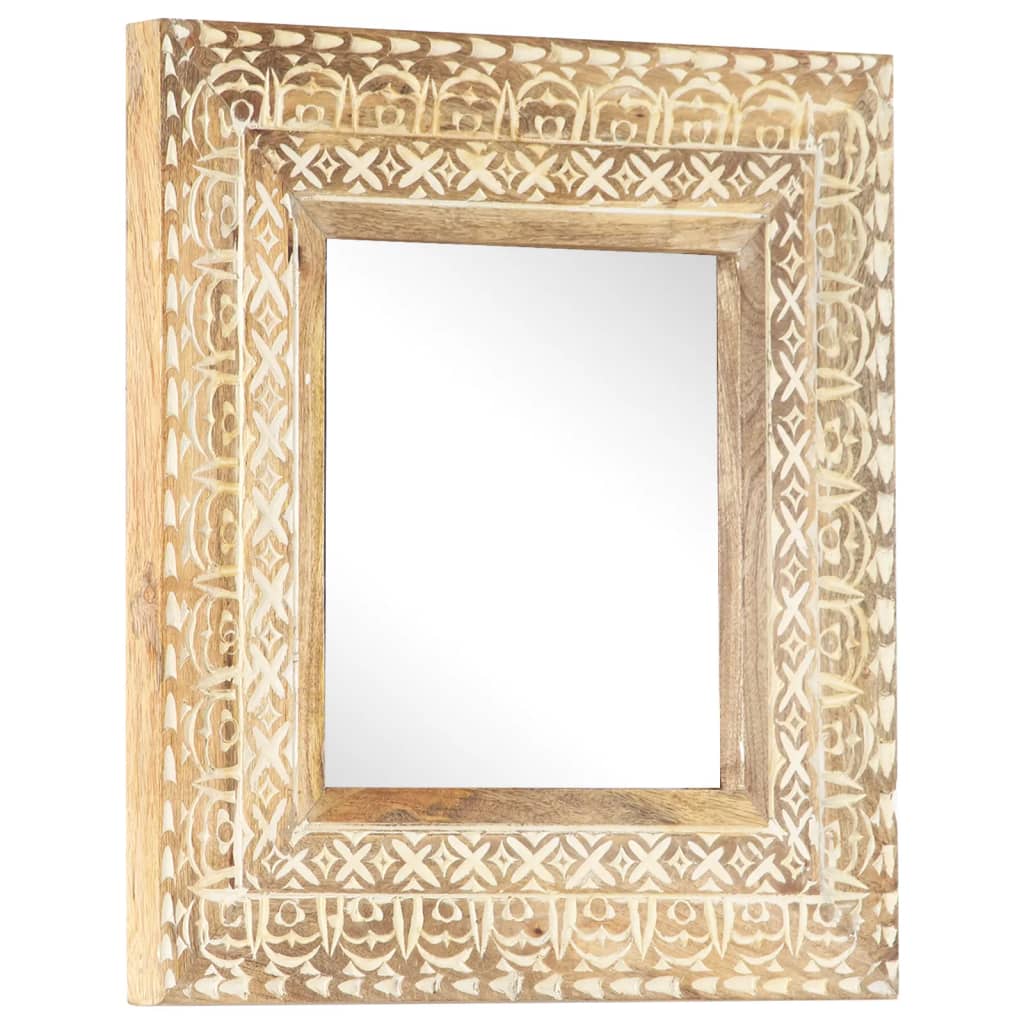 Spiegel handgesneden 50x50x2,6 cm massief mangohout