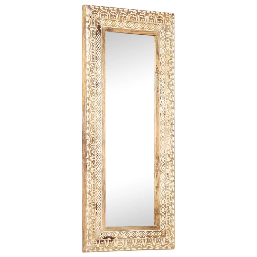 Spiegel handgesneden 110x50x2,6 cm massief mangohout