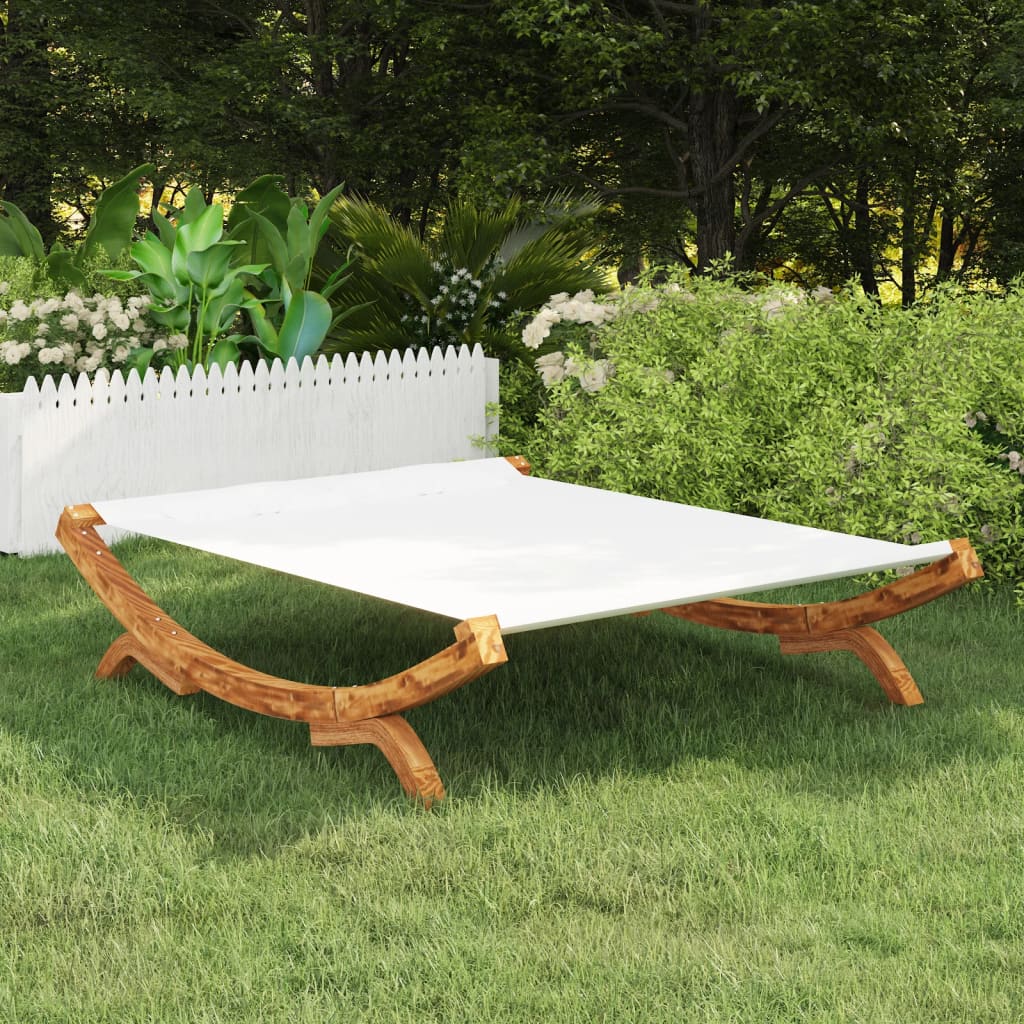Hangmat 165x188,5x46 cm massief gebogen hout crèmekleurig