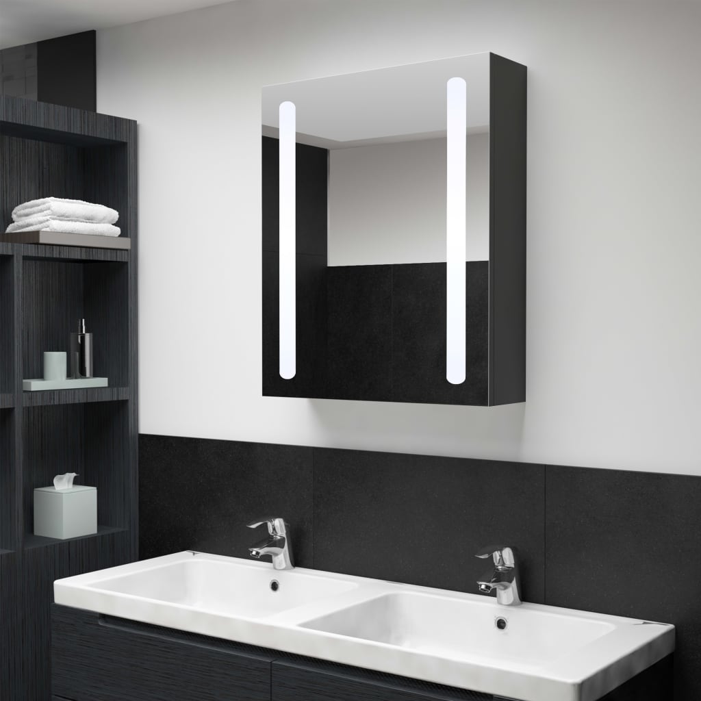 Badkamerkast met spiegel en LED 50x13x70 cm