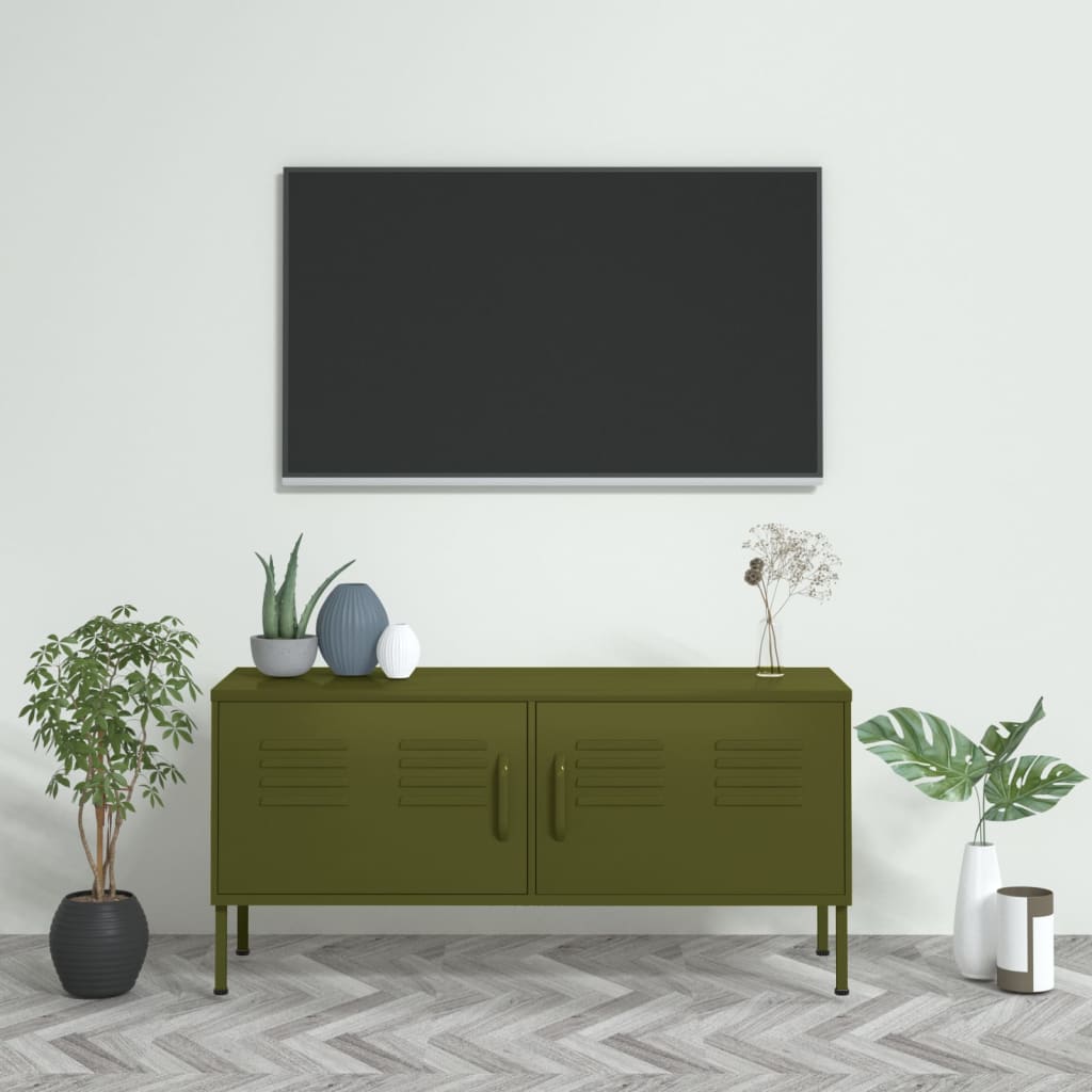 Tv-meubel 105x35x50 cm staal olijfgroen