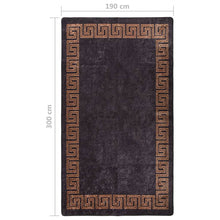 Afbeelding in Gallery-weergave laden, Vloerkleed wasbaar anti-slip 190x300 cm zwart en goudkleurig
